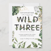 Wilde en Drie Tropische Greenery 3rd Birthday Kaart (Voorkant)