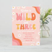 Wilde en Drie Uitnodiging | Uitnodiging van Groovy (Staand voorkant)