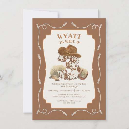 Wilde en Drie Westerne Cowboy Birthday Party Kaart (Voorkant)