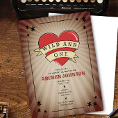 Wilde en Eén Tattoo Hart Eerste Dag Uitnodiging