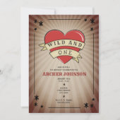 Wilde en Eén Tattoo Hart Eerste Dag Uitnodiging (Voorkant)