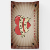 Wilde en Eén Tattoo Heart Birthday Spandoek (Verticaal)