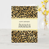 Wilde en Exotic Leopard Print Pattern Birthday Kaart (Gele Bloem)
