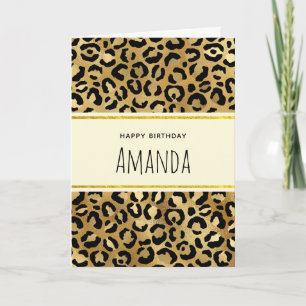 Wilde en Exotic Leopard Print Pattern Birthday Kaart