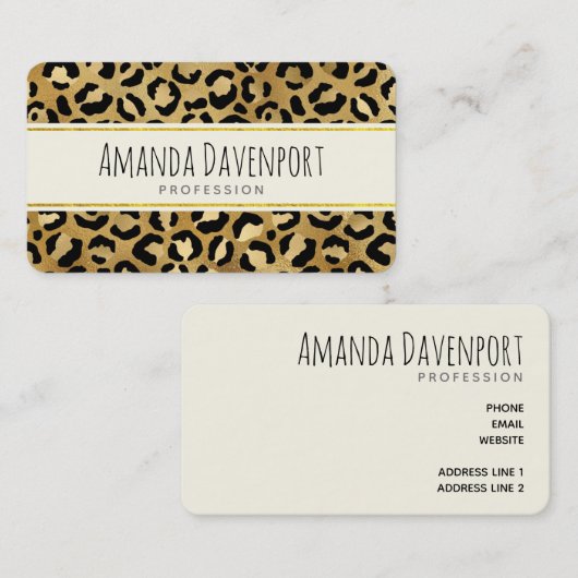 Wilde en Exotic Leopard Print Pattern Visitekaartj Visitekaartje (Voorkant / Achterkant)