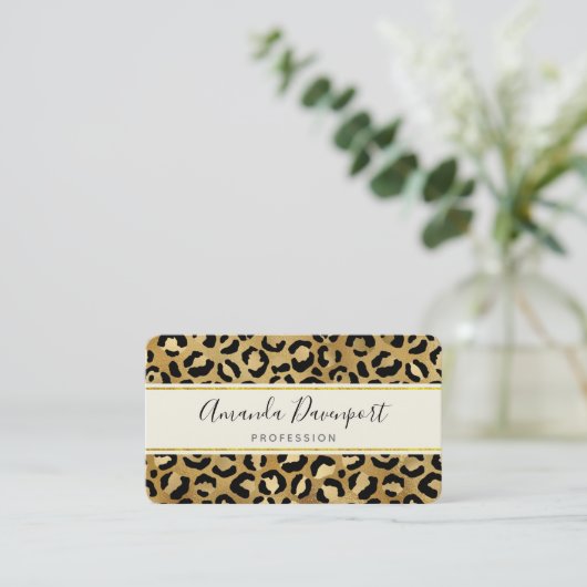 Wilde en Exotic Leopard Print Pattern Visitekaartj Visitekaartje (Staand voorkant)