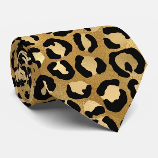Wilde en exotische luipspatroon stropdas (Opgerold)