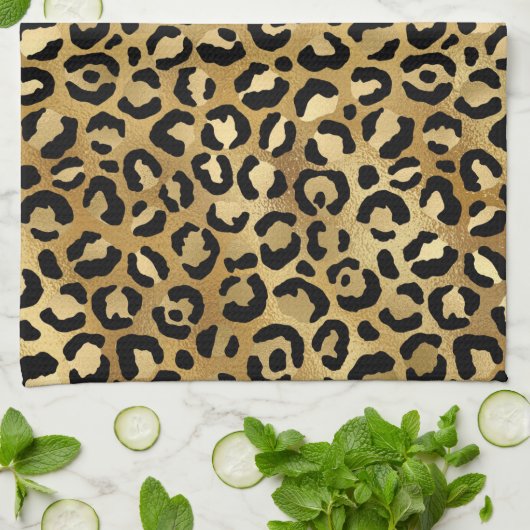 Wilde en exotische luipspatroon theedoek (Gevouwen)