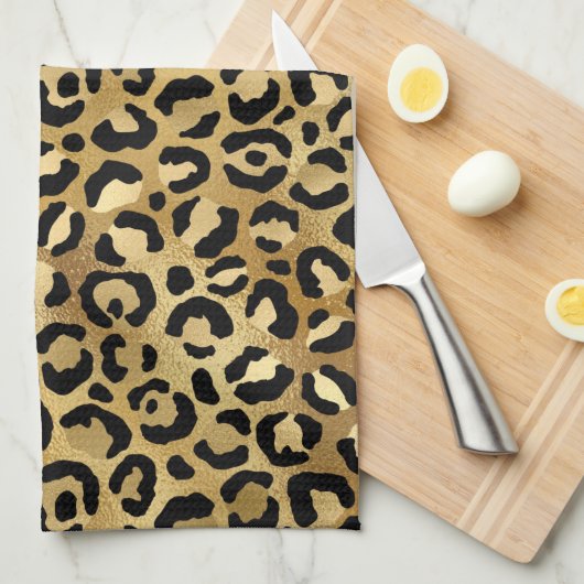 Wilde en exotische luipspatroon theedoek (Quarter Fold)