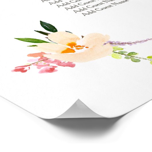 Wilde en Floral Wedding Reception Zetel Poster (Hoek)