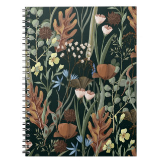 Wilde en gedroogde bloemen patroon. notitieboek
