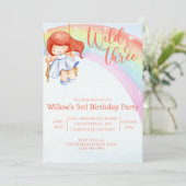 Wilde en gratis regenboog derde verjaardag kaart (Staand voorkant)