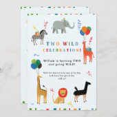 Wilde en grillige 2e verjaardag kaart (Voorkant / Achterkant)