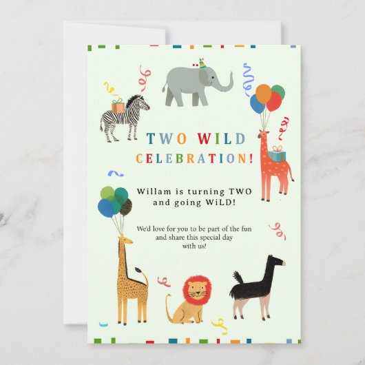 Wilde en grillige 2e verjaardag kaart (Voorkant)