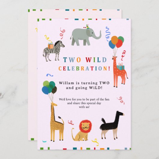 Wilde en grillige 2e verjaardag kaart (Voorkant / Achterkant)