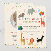 Wilde en grillige 2e verjaardag kaart (Voorkant / Achterkant)