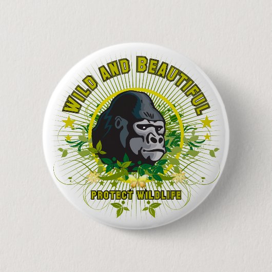 Wilde en mooie Gorilla Ronde Button 5,7 Cm (Voorkant)