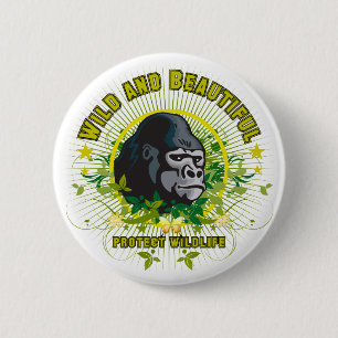 Wilde en mooie Gorilla Ronde Button 5,7 Cm