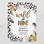 Wilde en negen luipaardprint 9e verjaardagsfeestje kaart (Voorkant / Achterkant)