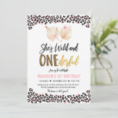Wilde en ONEderful Leopard Print Pink Birthday Kaart (Staand voorkant)