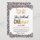 Wilde en ONEderful Leopard Print Pink Birthday Kaart (Voorkant / Achterkant)