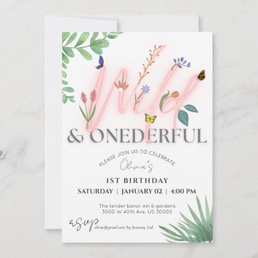 wilde en Onederful wilde bloem 1e verjaardag Kaart (Voorkant)