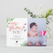 Wilde en Onederful, wilde bloem, roze foto Bedankkaart (Staand voorkant)