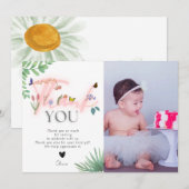 Wilde en Onederful, wilde bloem, roze foto Bedankkaart (Voorkant / Achterkant)