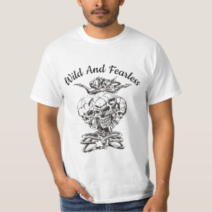 Wilde en Onverschrokken Gekroonde Schedels T-shirt