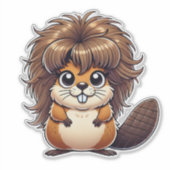 Wilde en pluizige leuke behaarde bever sticker (Voorkant)