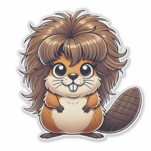 Wilde en pluizige leuke behaarde bever sticker (Voorkant)