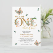 Wilde en prachtige perzik bloemen 1e verjaardag kaart (Staand voorkant)