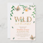 Wilde en prachtige perzik bloemenmeisje 1e verjaar kaart (Voorkant)