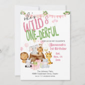 Wilde en prachtige roze baby dierlijke verjaardag kaart (Voorkant)