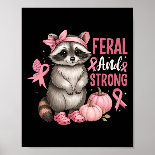 Wilde en sterke wasbeer roze lint moed poster (Voorkant)