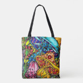 Wilde en trippy paddentuin tote bag (Achterkant)