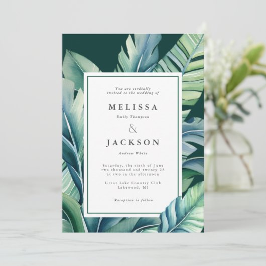 Wilde en tropische bladeren Exotisch Bladgroen Kaart (Staand voorkant)