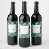 Wilde en tropische bladeren Exotisch Bladgroen Wijn Etiket (Flessen)