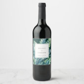 Wilde en tropische bladeren Exotisch Bladgroen Wijn Etiket (Voorkant)