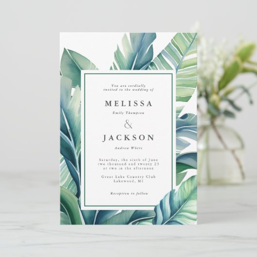 Wilde en tropische bladeren Exotisch gebladerte Kaart (Staand voorkant)