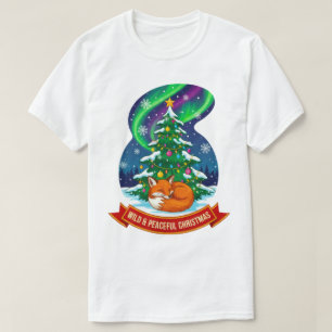 Wilde en Vredige Kerstvosontwerp T-shirt