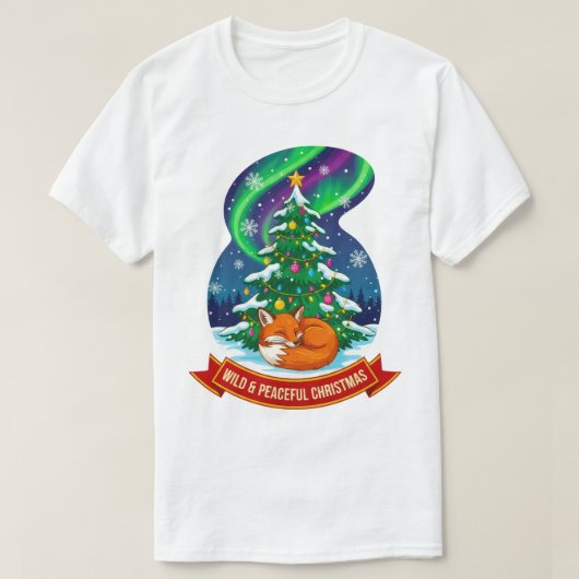 Wilde en Vredige Kerstvosontwerp T-shirt (Design voorkant)