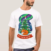 Wilde en Vredige Kerstvosontwerp T-shirt (Voorkant)