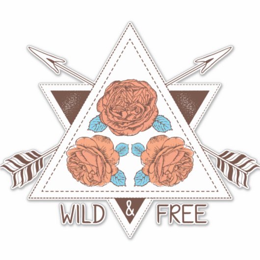 Wilde en Vrij Boho Rozen Vinyl Sticker (Voorkant)