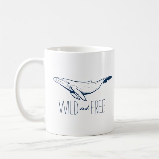 Wilde en Vrij walvisvaarde Mariene Blauwe Zeestuin Koffiemok (Links)