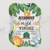 Wilde en vrije 3de verjaardag uitnodiging safari (Voorkant / Achterkant)