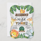 Wilde en vrije 3de verjaardag uitnodiging safari (Voorkant)