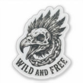 Wilde en Vrije Adelaarschedel Ketting Sticker (Voorkant)