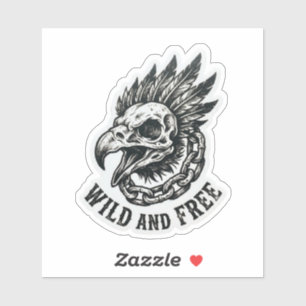 Wilde en Vrije Adelaarschedel Ketting Sticker