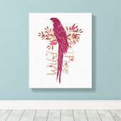 Wilde en vrije Ara Parrot Tropische Bladeren Canvas Afdruk (Insitu (Houten vloer))